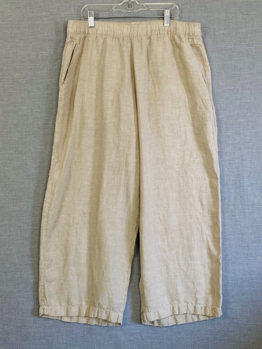 Cynthia Rowley Linen Pants Wide Leg Elastic Waist Size XL Pockets Lightweight